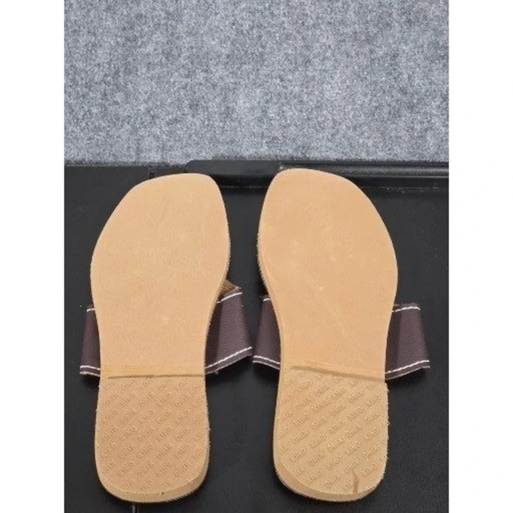 Kino Sandals Unisex 13 Brown Leather Thong Slides Key West Handmade Square Toe